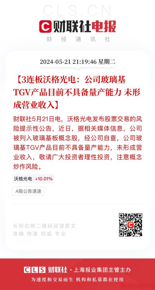 沃格光电强势涨停！光电玻璃龙头王者归来？